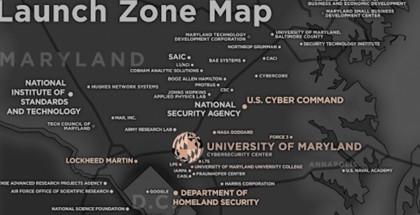 Black and White Launch Zone Map, University of Maryland